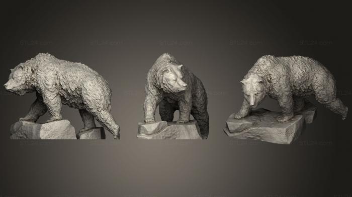 Статуэтки животных (Гризли, STKJ_1043) 3D модель для ЧПУ станка